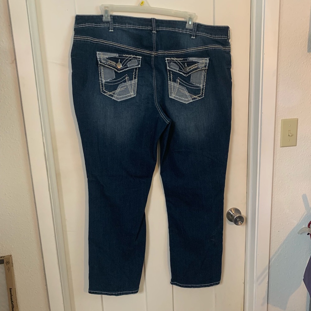Lane Bryant size 26 slim boot patchwork jeans